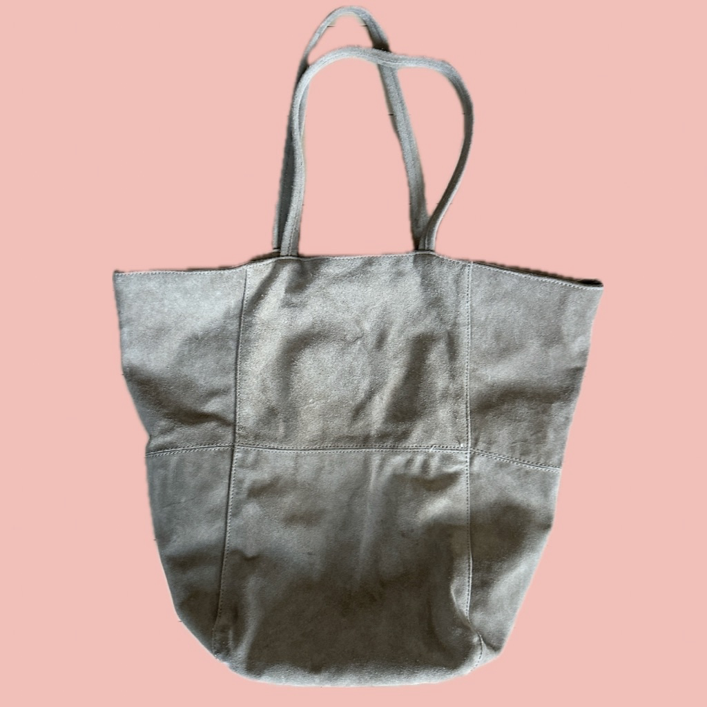 Yaya Netherlands Real Suede Tote Bag Neutral Beige Leather Shopper